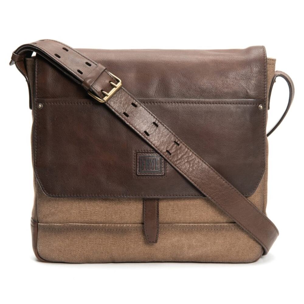 FRYE Men's Ethan Messenger bag flap crossbody leather canvas SOLD OUT style